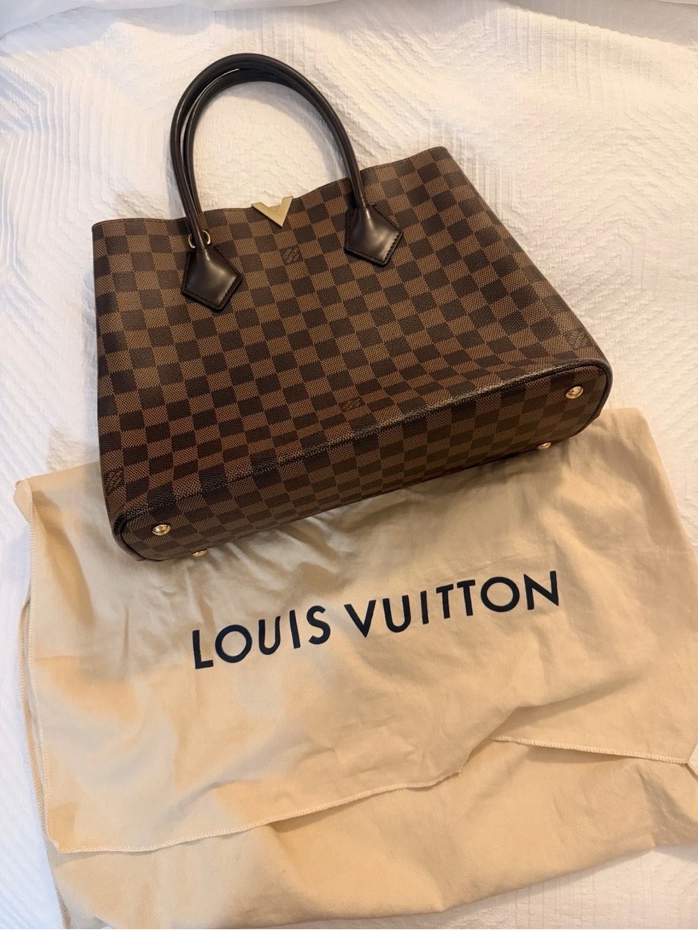 Louis Vuitton Brown Damier Ebene Satchel with Dark Brown Handles